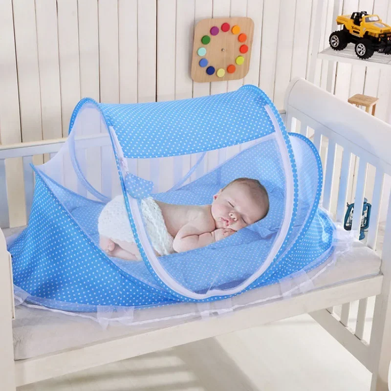 

Music Mosquito Net 0-3 Years Children's Baby Folding Mosquito Net with Sleeping Mat Pillow Mosquito Net Bed Summer 3-piece Sets