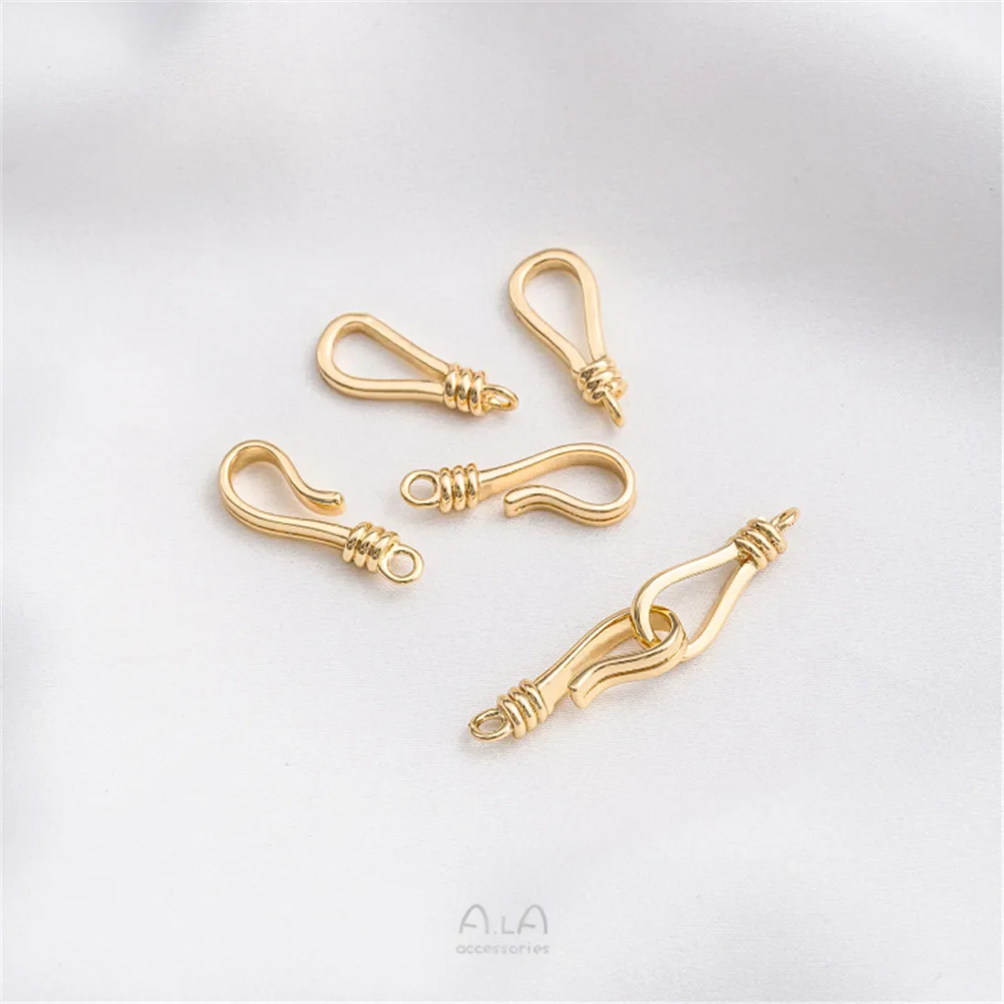 14K Goldfish Hook Shaped Closure Buckle, Handcrafted DIY Crystal Pearl Necklace, Bracelet Connection Buckle, Jewelry Buckle B964 image 2