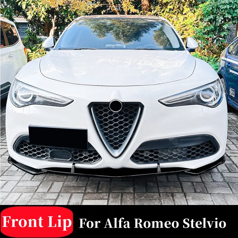 

For Alfa Romeo Stelvio 2017+ Car Front Bumper Lip Chin Spoiler Upgrade Exterior Bodykit Car Parts Accessories