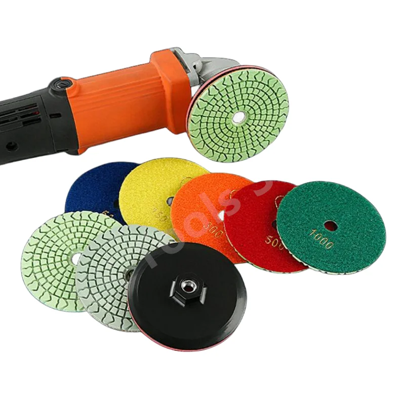 7PCS 4inch Diamond Polishing Pad Wet Polish Pad Set  for Granite Concrete Marble Stone Countertop Quartz Sanding Discs