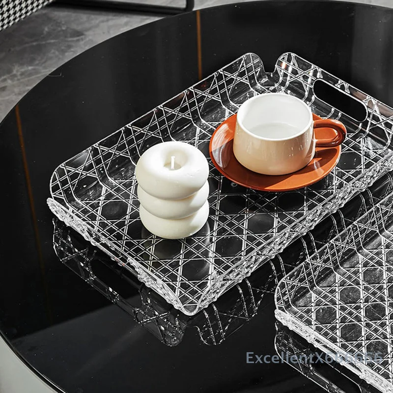 

Household Rectangular Storage Tray Cup Water Cup Storage Tea Tray Light Luxury High-end High Aesthetic Tea Set Home Decoration