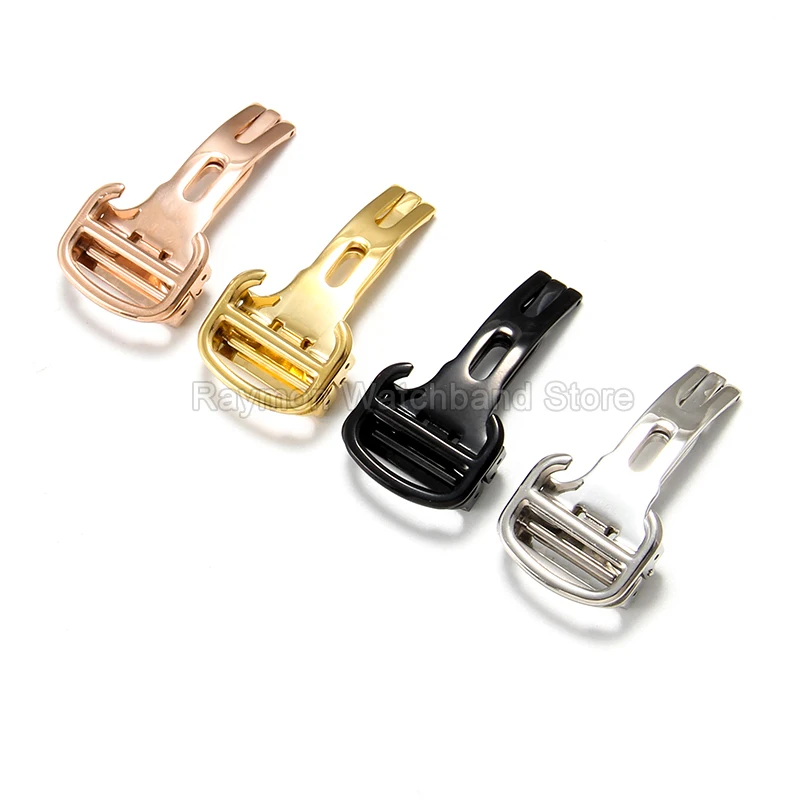 Watchband Stainless Steel Folding Clasp Golden 12 14 18 20mm for Cartier Black Knight PASHA Santos Ballon Bleu Smooth Surface