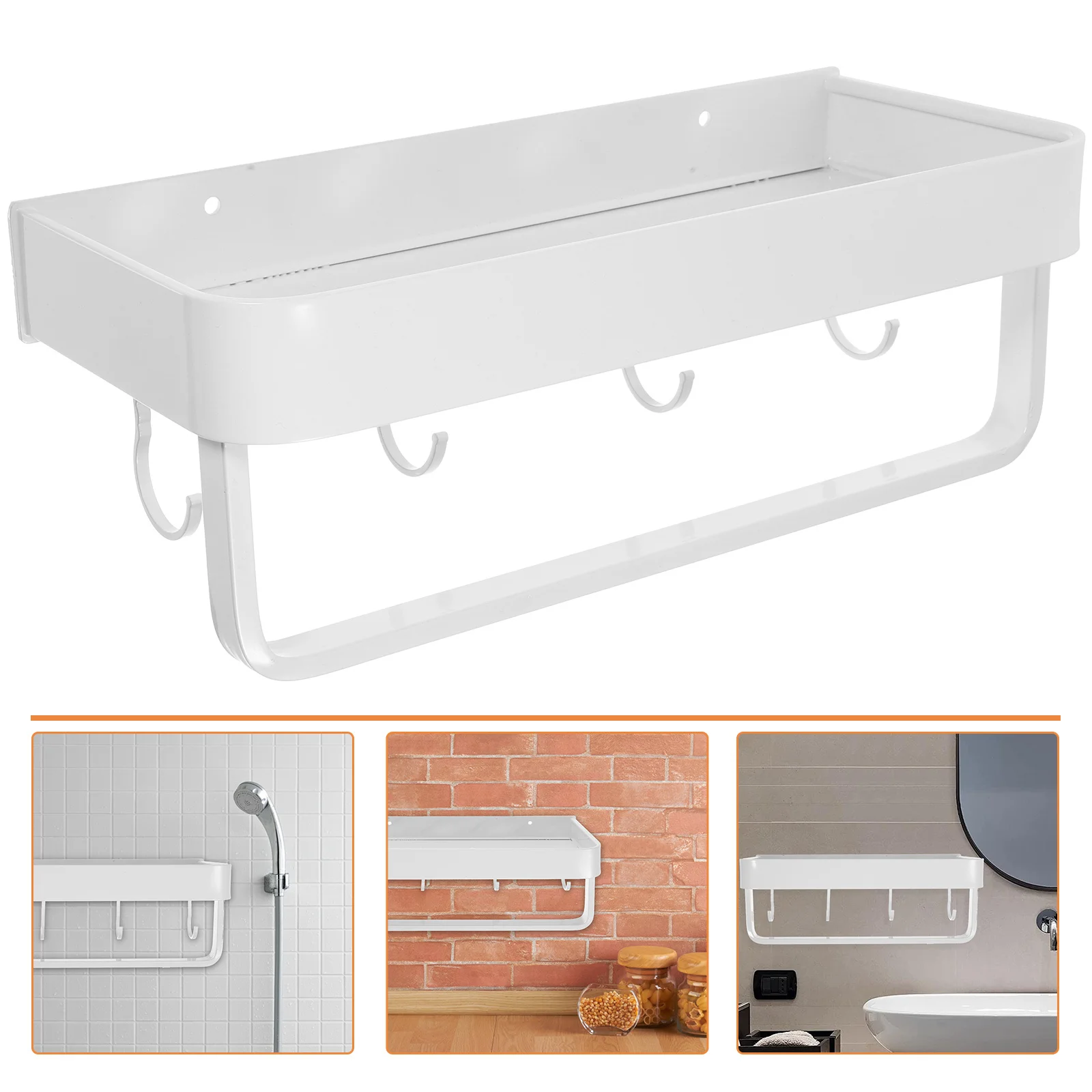 

Aluminum Towel Rod Holder No Drill Wall Mount Bathroom Shelf For Towels Clothes Storage Rustproof Lightweight Non