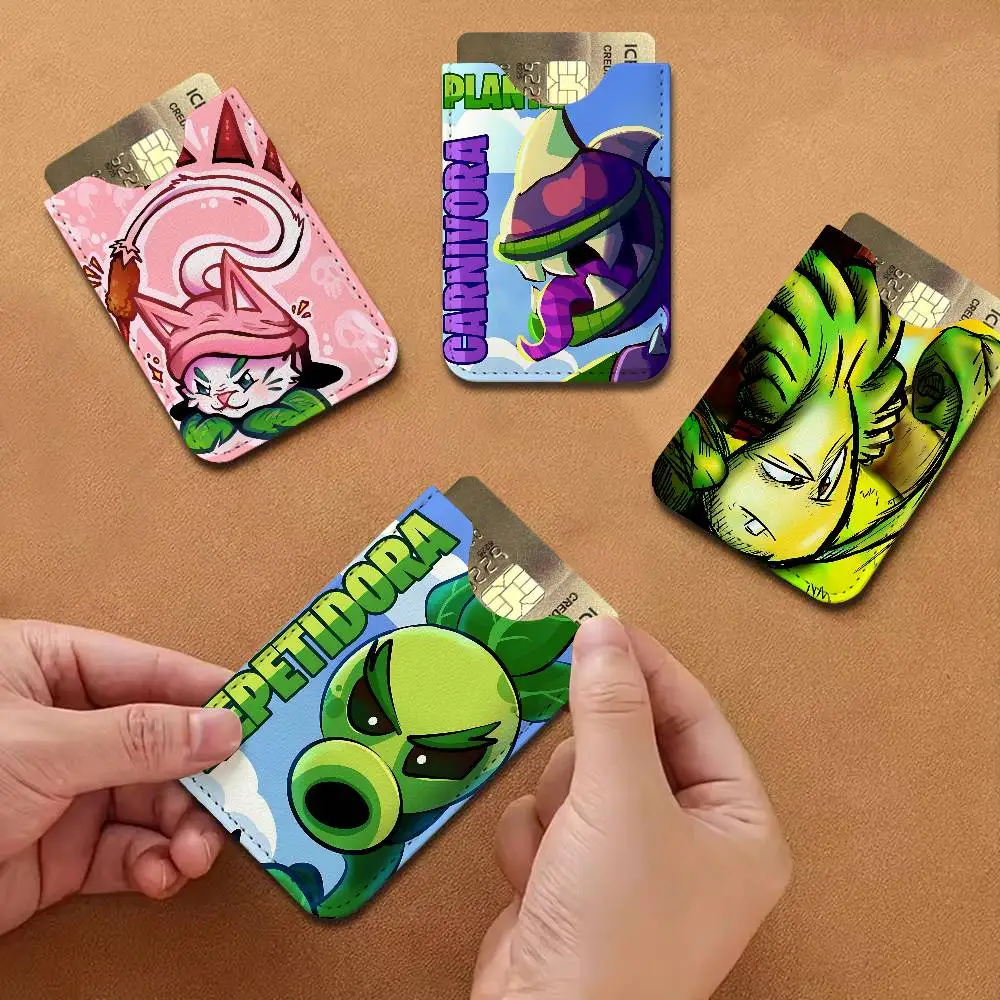 Classic Game P-Plants Vs Z-Zombies Pu Leather Credit Card Holder Slim Business Cardholder Anti Theft Id Organizer for Outdoor