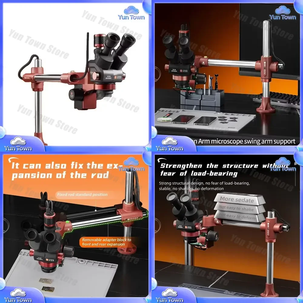 for Rinocular Microscope for Phone Repair with 360° Swing Arm Golden Dragon Arm Microscope Clamp Stand Magnifier Loupe for