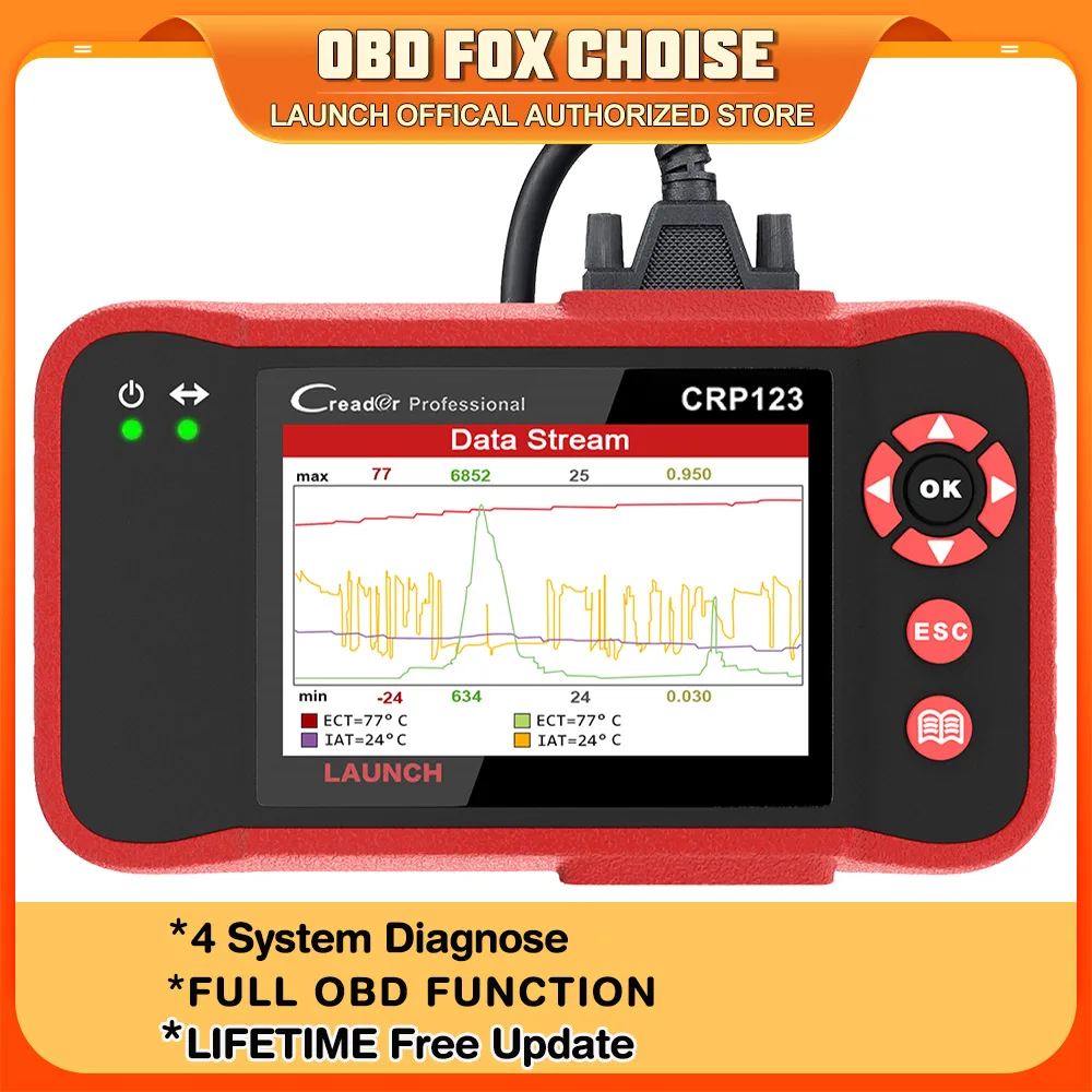 Launch creader CRP123 Engine Transmission SRS ABS Car Diagnostic Tools OBD2 Scanner Lifetim Free Update