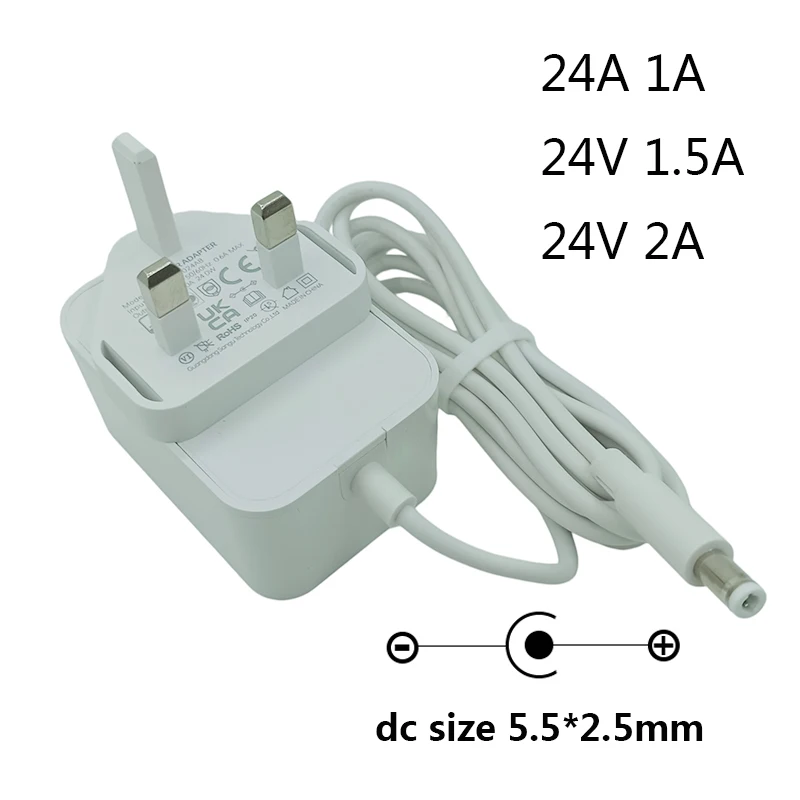 24V voeding UK stekker 1A 1,5A 24V 2 ampère voeding 24V UK voeding wit 24 volt 2 ampère DC 24V 2A witte voeding 24V