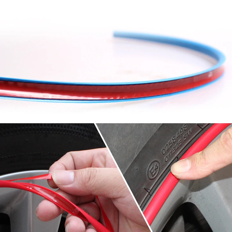 8 Meters Car Wheel Rim Blades Protector Line Tire Guard Decorative Strip Rubber Moulding Trim More Color Car Sticker Styling