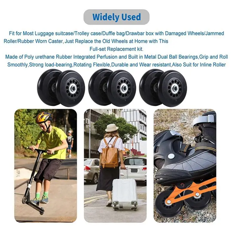 TEXU 78X20mm مجموعة من 2 الأمتعة حقيبة استبدال عجلات كيت بو عجلات دوارة محامل الكربون الصلب Repai مجموعة كيت #3