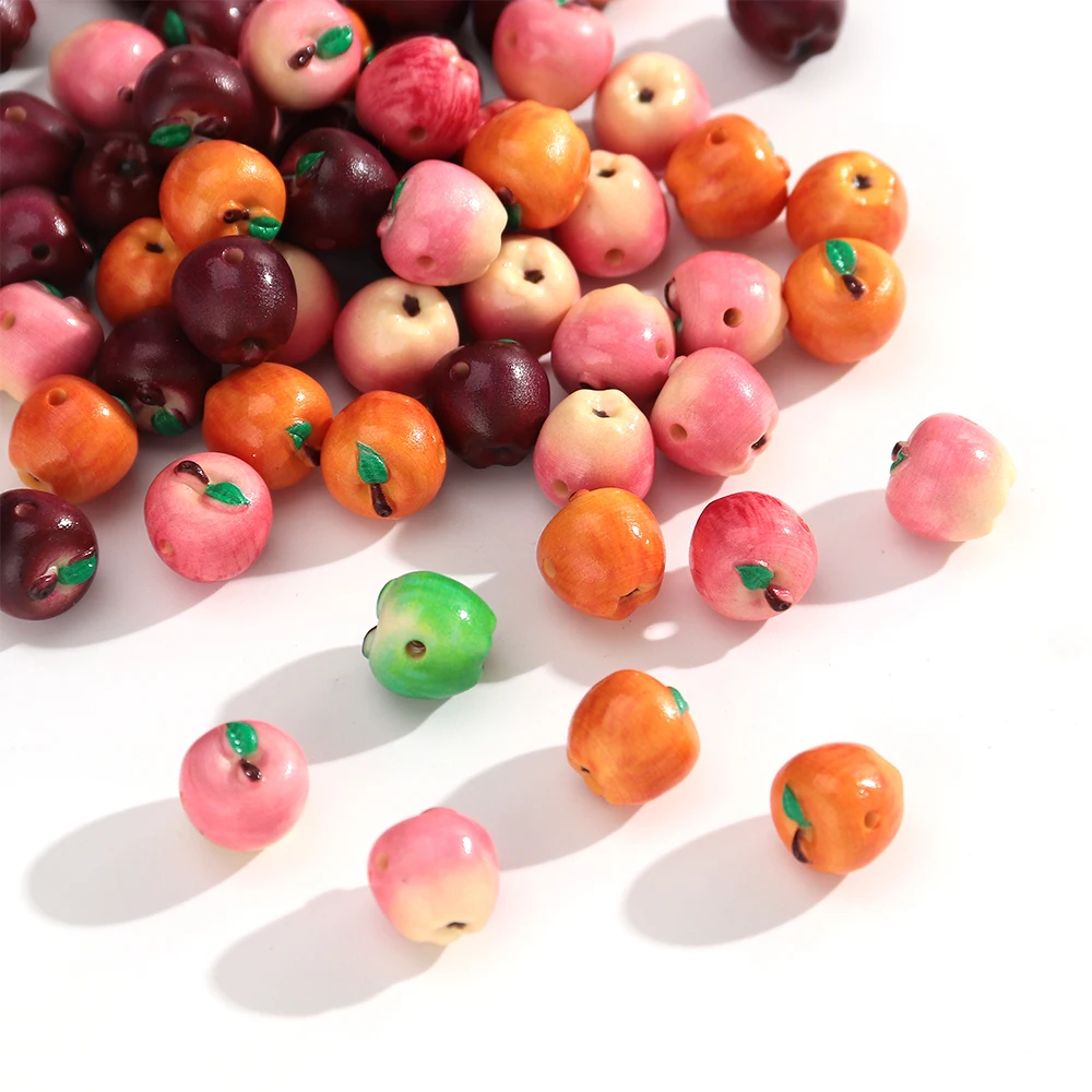 10Pcs/Lot Simulation Acrylic Fruit Beads Mixed Apple Shape Loose Spacer Beads DIY Bracelet Necklace Jewelry Making Supplies