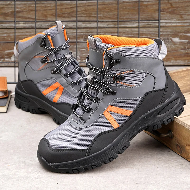 Mens Comfortable Abrasion Resistant Steel Toe Anti Smash Anti Stab Protective Safety Shoes Men\'s Protective Work Sneakers