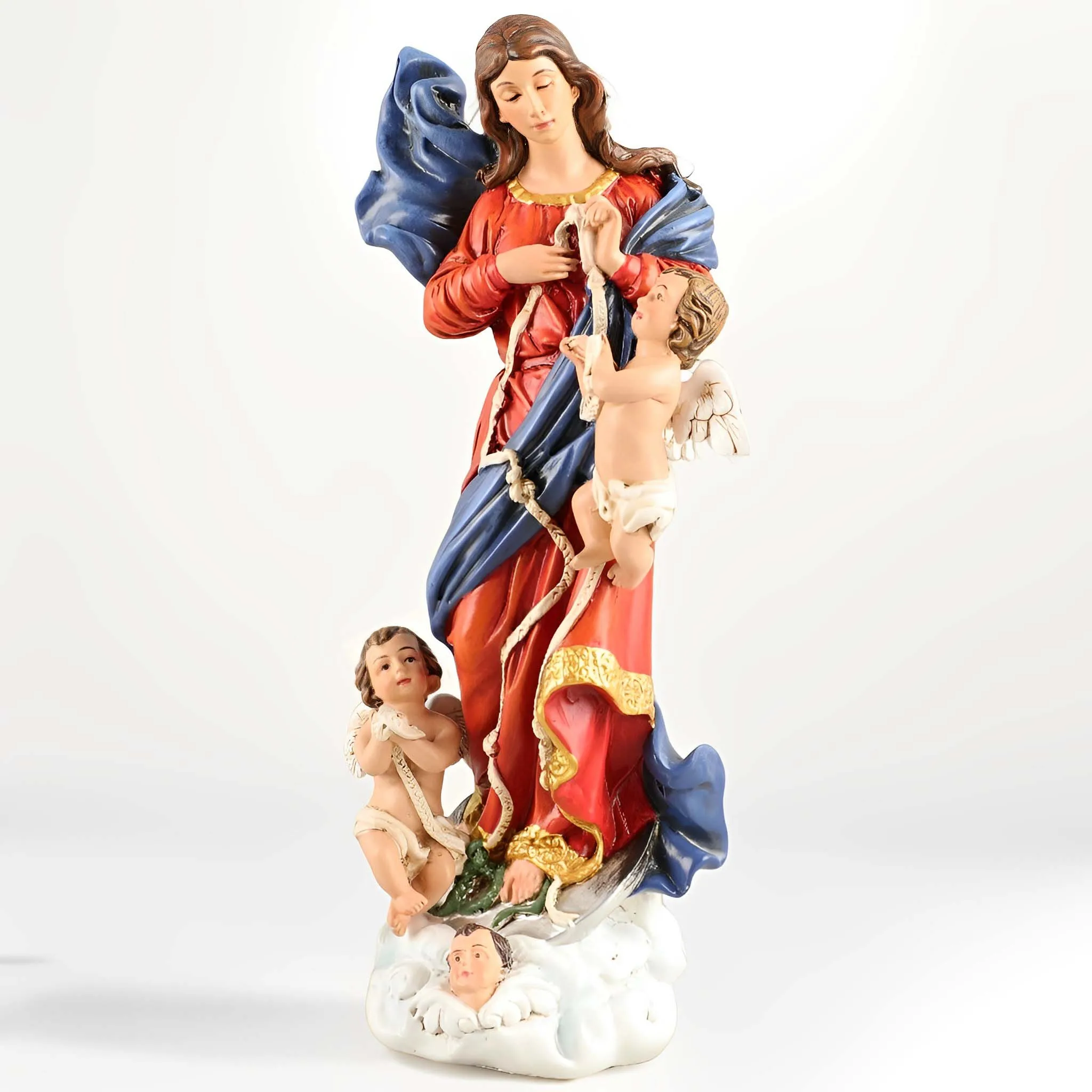 21CM Virgin Mary and Helped Knotted Angel Statue, Religious Angel Statue, Room Decoration