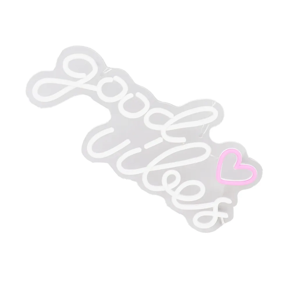 Colorful Good Vibes LED Neon Sign PC Material USB Powered Neon Wall Decor Ice Blue Light Hanging Chain Neon Light Wedding Decor