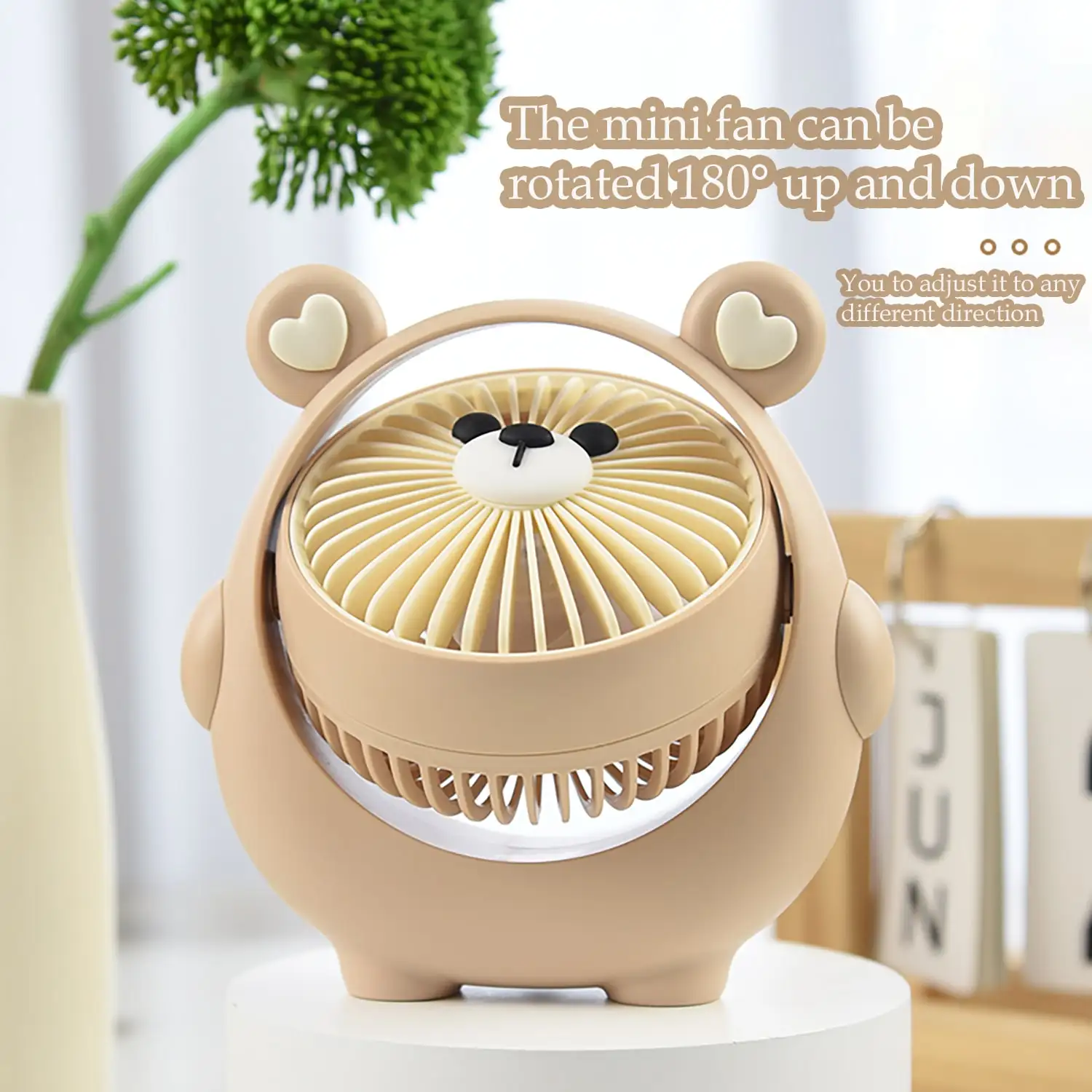 

AOYI Desktop Personal Fan, 500mAh, 3-Speed Adjustable, Small Nightstand Bedside Fan For Bedroom, Office, 180° Up And Down Rotatable, Summer USB Rechargeable Fan For Students, Home, Work, College Dorm