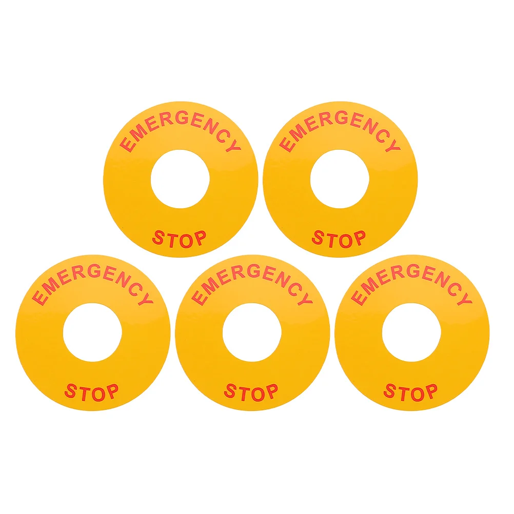 5Pcs Emergency Stop Warning Decals Electrical Safety Labels for Equipment Button Industrial Safety Signs High Visibility
