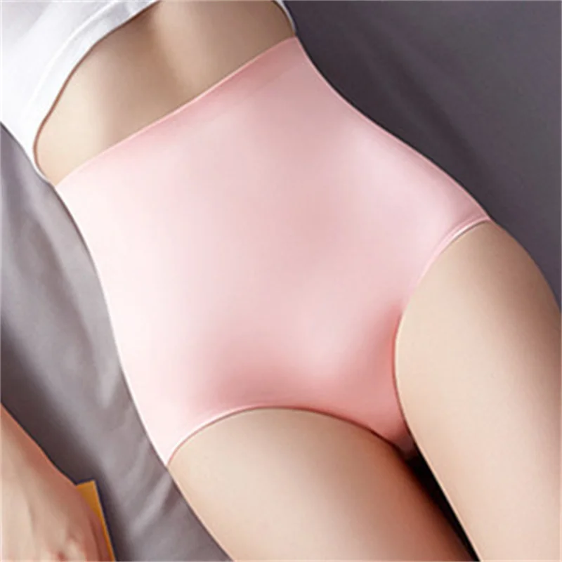 100kg Large Size  High Waist Viscose Fiber Briefs Women Seamless Ice Silk Cotton Crotch Belly Holding Female Middle Aged Mother