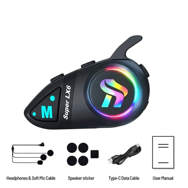 A03Z-Stereo Bluetooth Motorcycle Helmet 1200MAH Wireless BT5.4 Hands-Free Call Anti-Jamming Waterproof Light Headset