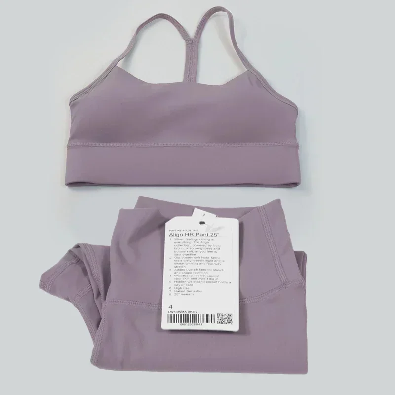 Traje de yoga clásico para mujer, conjunto de 2 piezas de sujetador con tirantes y leggings desnudos de cintura alta, traje deportivo para danza y ejercicio físico de Pilates