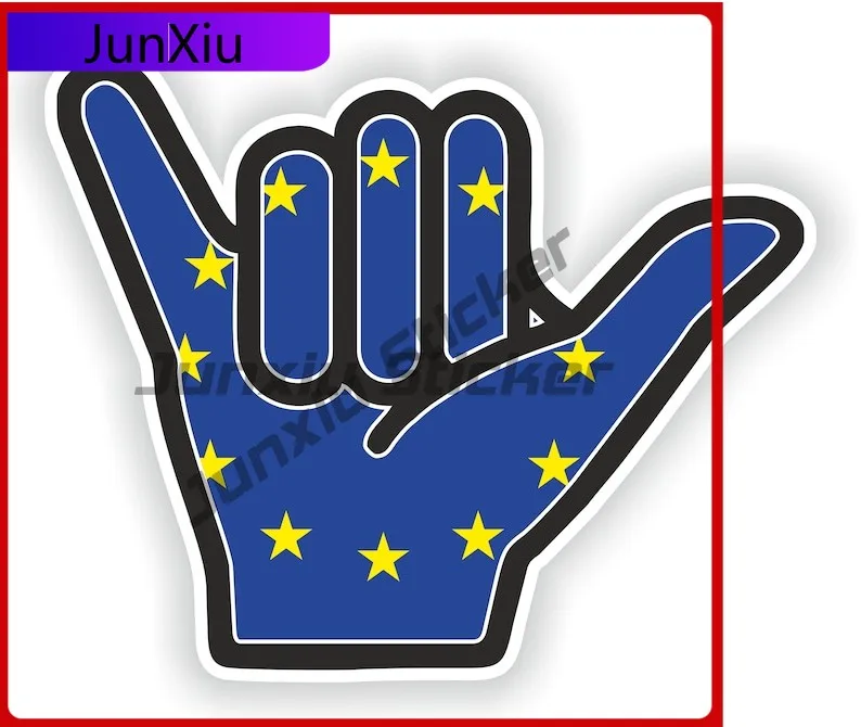

European Union Shaka Hand Hang Loose Sticker Occlusion Scratch Stickers Auto Bumper Stickers Camping Car Custom Pictures Waterpr