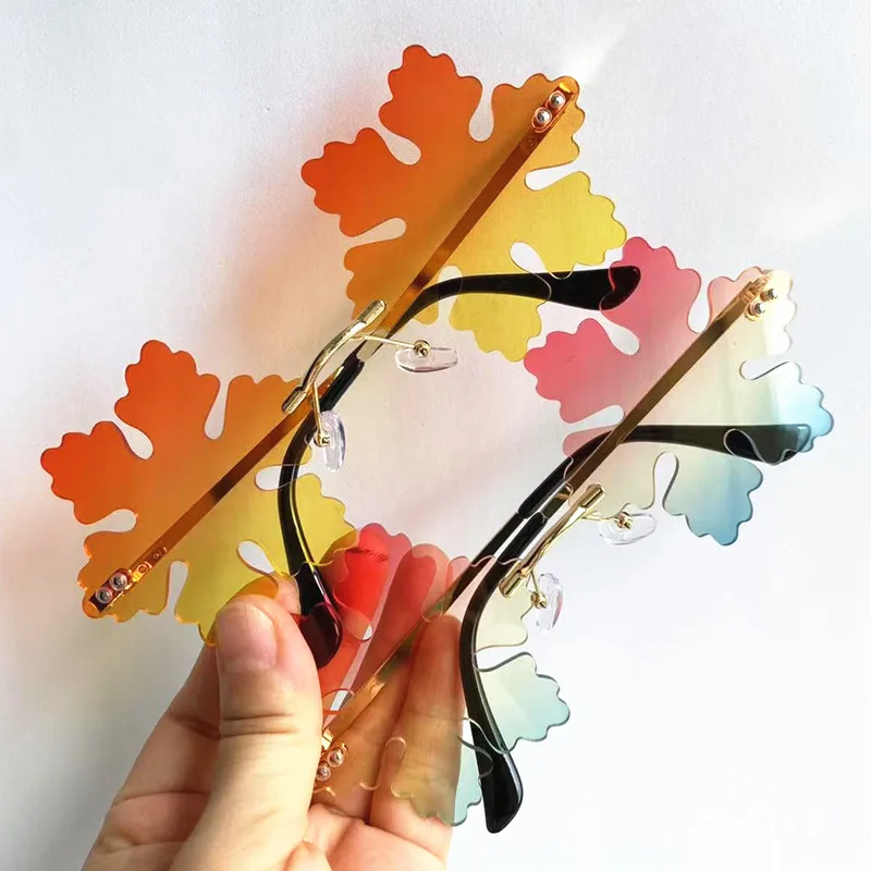 

Hip Hop Flame Shape Sun Glasses Unisex Adumbral Anti-UV Spectacles Rimless Eyeglasses Funny Ornamental Personality Sunglasses