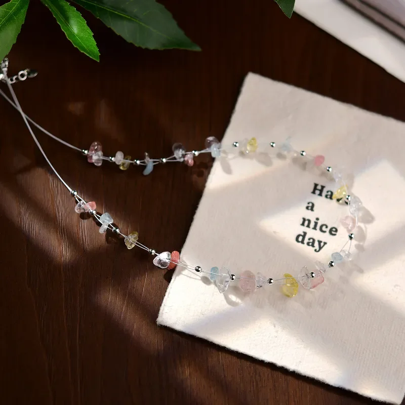 Gypsy Star Crystal Necklace Spring and Summer Sweet Temperament Dopamine Color Beaded Necklace Small Fresh Crystal Necklace
