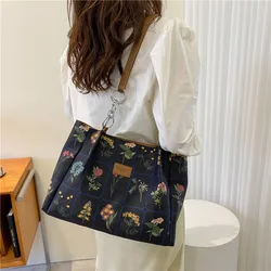 Super Vintage Printing Flowers Top Fashion Women Shoulder Shopping Bags Women's Handbags Purses Tote Bags for Women