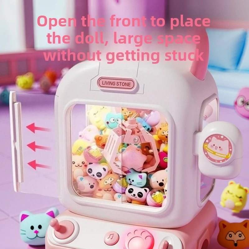 DIY Doll Machine Kids Coin Operated Play Game Mini Claw Catch Toy Crane Machines Music Doll Children Xmas Gifts Toys Boy Girls