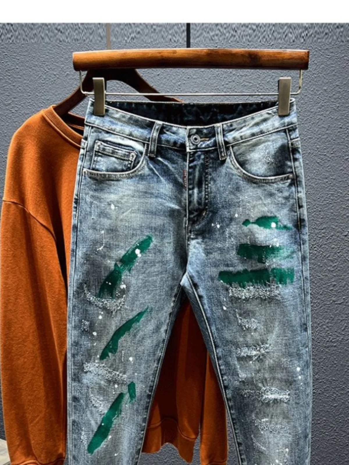 

Мужские джинсы Slim Fit, весенние тонкие повседневные износостойкие джинсы-бойфренды с каменной талией, молодежные модные джинсы, узкие джинсы