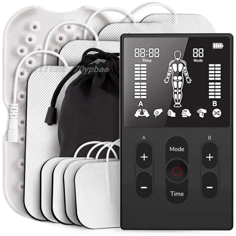 Tens Unit Muscle Stimulator Dual Channel Premium Gel Pads Home Office Body Pain Relief Pulse Machine Ems Massager Tens Unit