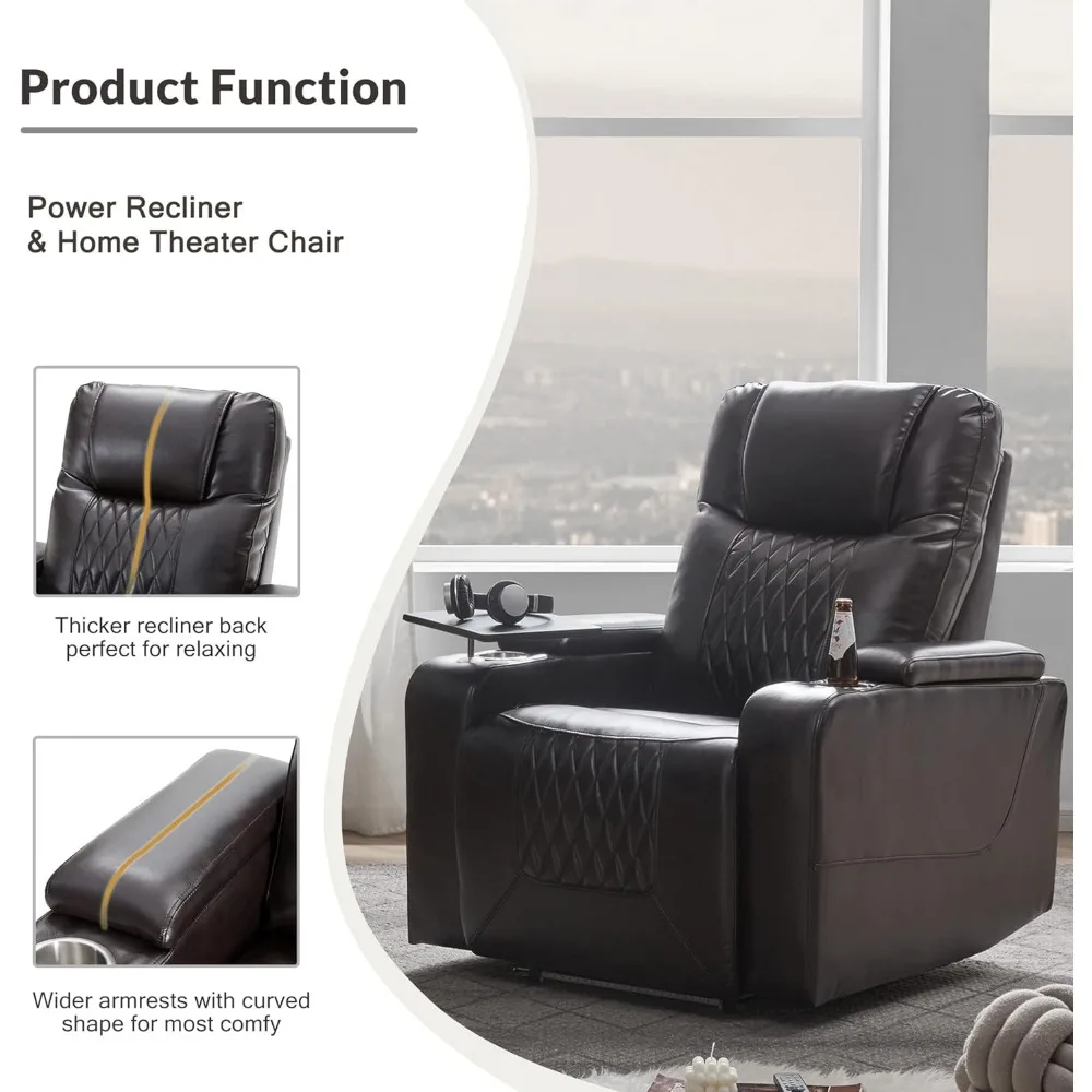 Fauteuil inclinable électrique avec port de charge USB, table d'escalade à 360 chocs, rangement main dans le bras, porte-gobelets, éclairage ambiant, jeux