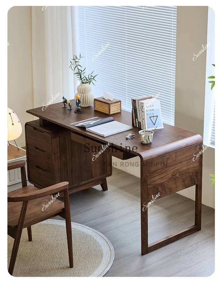 North American black walnut tenon and mortise drawer desk new office reception tableYY
