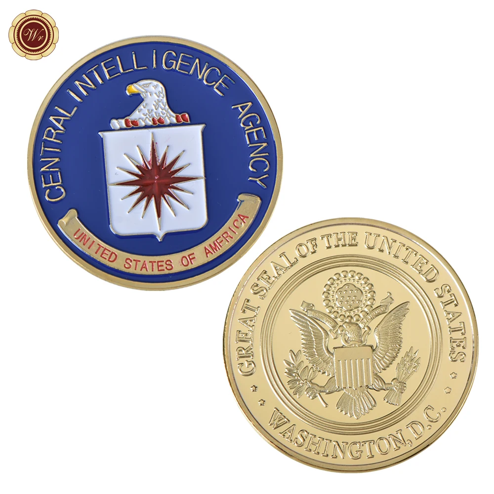 America Military US Central Intelligence Agency Coin Gold CIA Challenge Coin Collectibles with Hard Capsule Business Gift