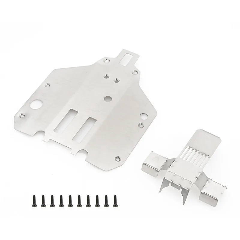 2pcs Stainless Steel Chassis Armor and Rear Axle Protector Skid Plate for Feiyue FY03 FY06 FY07 FY08 1/12 RC Car Upgrade Parts