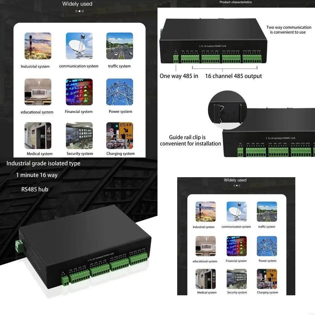 

896F Industrial Grade Isolated RS485 Hub 1 Ways RS-485 Splitter 16 Repeater TX1182 485 Sharer Splitter Serial Server