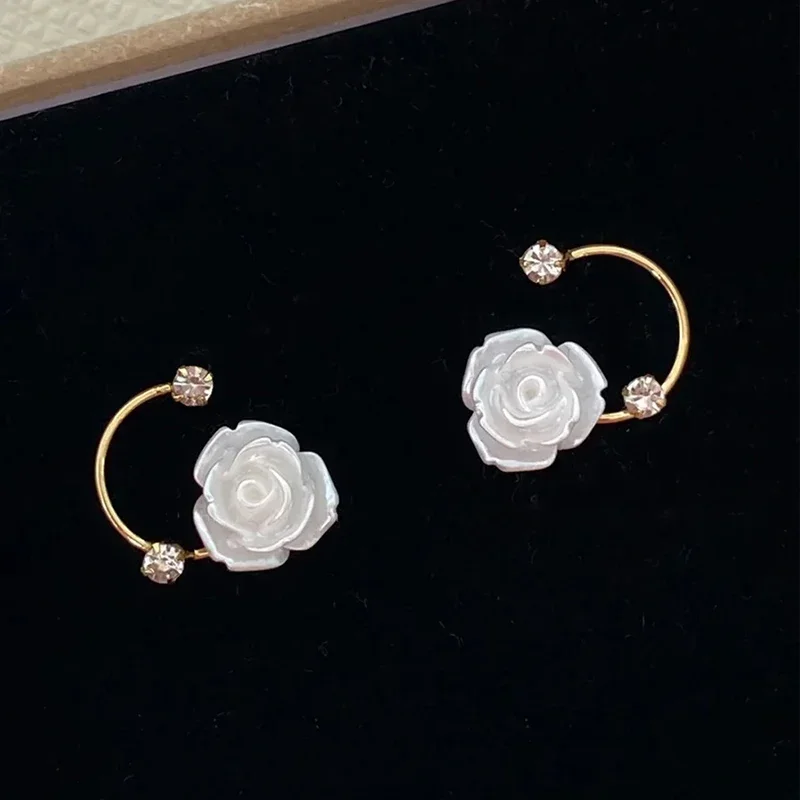 

Real 925 Sterling Silver 14K Gold Zircon Flower Stud Earrings for Women Minimalist Romantic Fine Jewelry Plant Accessories