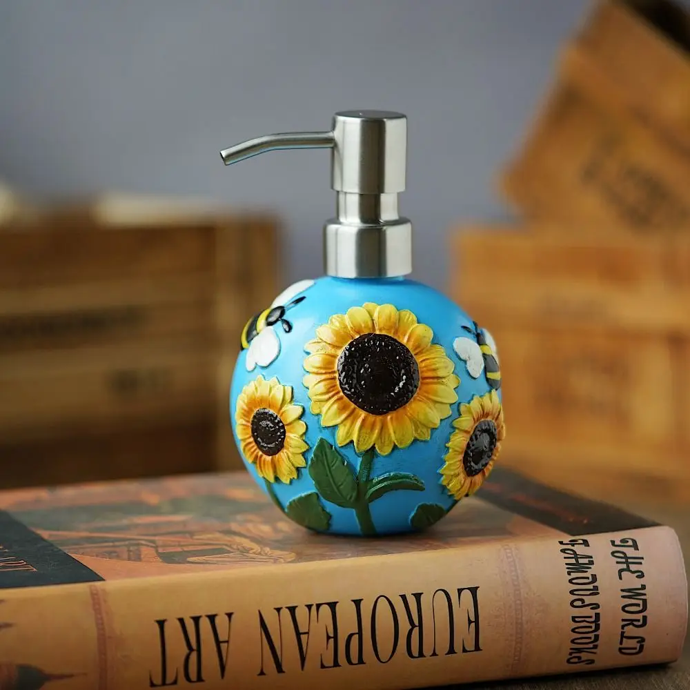 Creative Lotion Bottle Sunflower Bee Pattern Retro Style Split Bottle Fillable Reusable Pressing Soap Dispenser Women