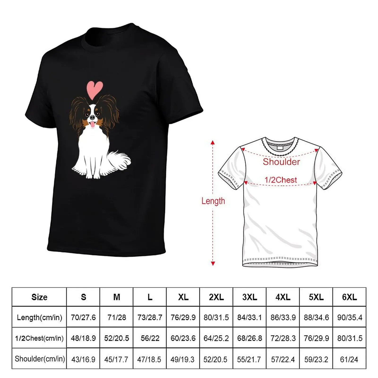 LOVE Tri Color Papillon Dog T-Shirt custom t shirt valentines clothes plain white t shirts men