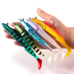 3pcs Sandeel Fishing Lure 15cm/30g Jig Head Soft Lure with Paddle-Tail Swimbait Pre-Rigged for Sea Fishing Bass Pike Trout Perch