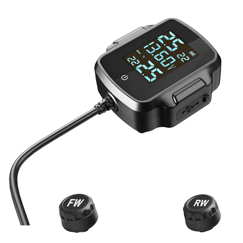 

L39A-Motorcycle TPMS Motorbike Tire Pressure Monitoring System Tyre Temperature Alarm System With QC 3.0 USB Charger