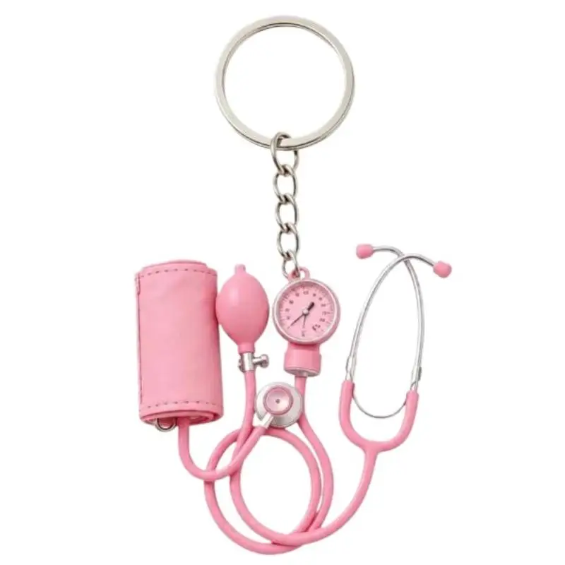 1 Stück Krankenschwester-Taschenanhänger, 2D flacher Arzt-Anhänger, niedlicher rosa Mini-Stethoskop-Schlüsselanhänger, Geschenk-Accessoire für Schlüssel und Rucksack – Detail 8