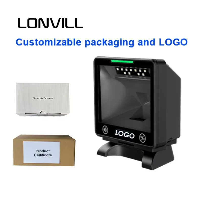 Groothandel USB Handsfree Big Scan Window QR-codelezer Platform Barcodescanner voor POS Supermarkt Retail