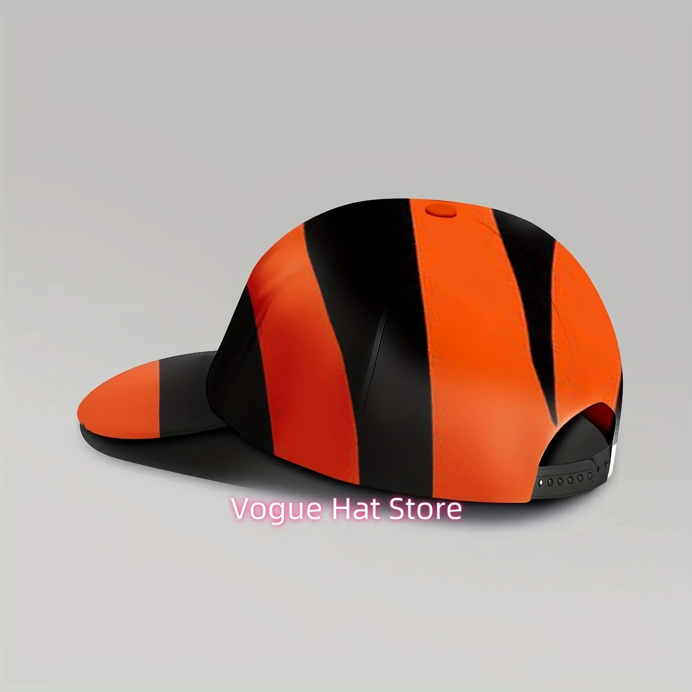 1pc of a Unisex Baseball Cap Featuring an Orange And Black Striped Pattern, Designed with a Striking Color Block Style. It Is Ad