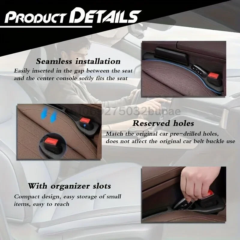 1 Pair Car Seat Gap Stopper, Universal Leak-Proof Storage Strip for Auto Interior, Filler Organizer for Sedan Truck view 6