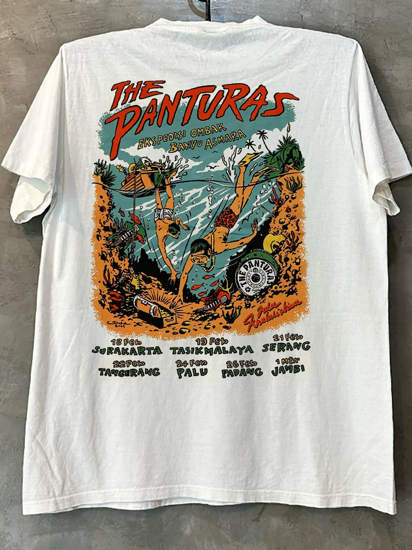 Panturas Surf Band Cartoon Short Sleeve T-Shirt Y2K West Coast Versatile Heavy Cotton Half Sleeve Trendy Breathable Print You...
