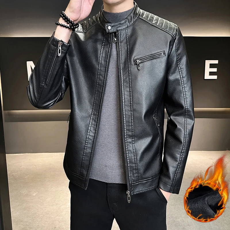 

Новая мужская куртка из мягкой кожи 2025 года: повседневная, деловая, с длинными рукавами, из натуральной и искусственной кожи, стандартной длины, модная