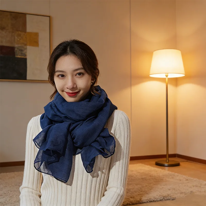 Classic Cotton Scarf for Women Solid Color Windproof Shawl, Soft & Wrap for Chilly Days, Perfect Layering Piece for All Outfits