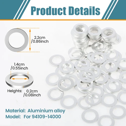 Imagen 2 del producto Junta de tapón de drenaje de aceite de 14mm, arandelas de trituración de aceite de motor de aleación de aluminio, sellos antideslizantes, accesorios exteriores automotrices de repuesto