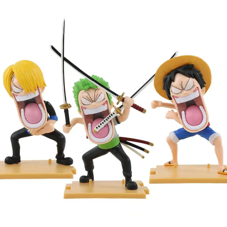 ワンピースアクションフィギュア,PVCおもちゃ,アニメギフト,3人の