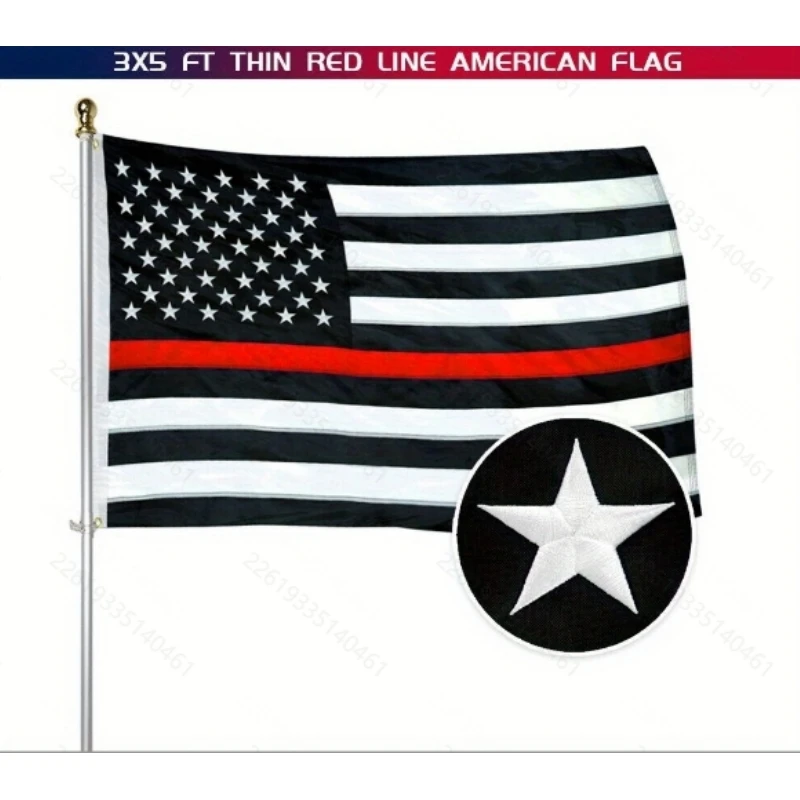 1/3/5/10P United States Fire Flag - 3X5 Feet Embroidered with Stars and Sewn Stripes - Black White Red Nylon United States Flag