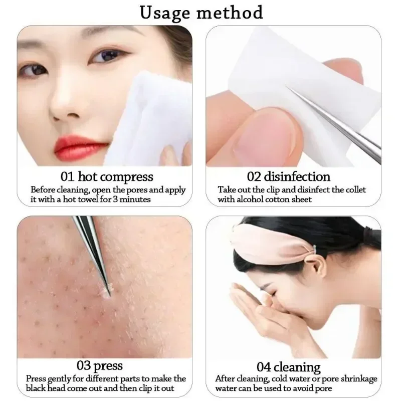 Pinça profissional ultrafina para remoção de cravos e acne, agulhas para salão de beleza, limpador profundo, clipe, ferramenta de cuidados com a pele do rosto